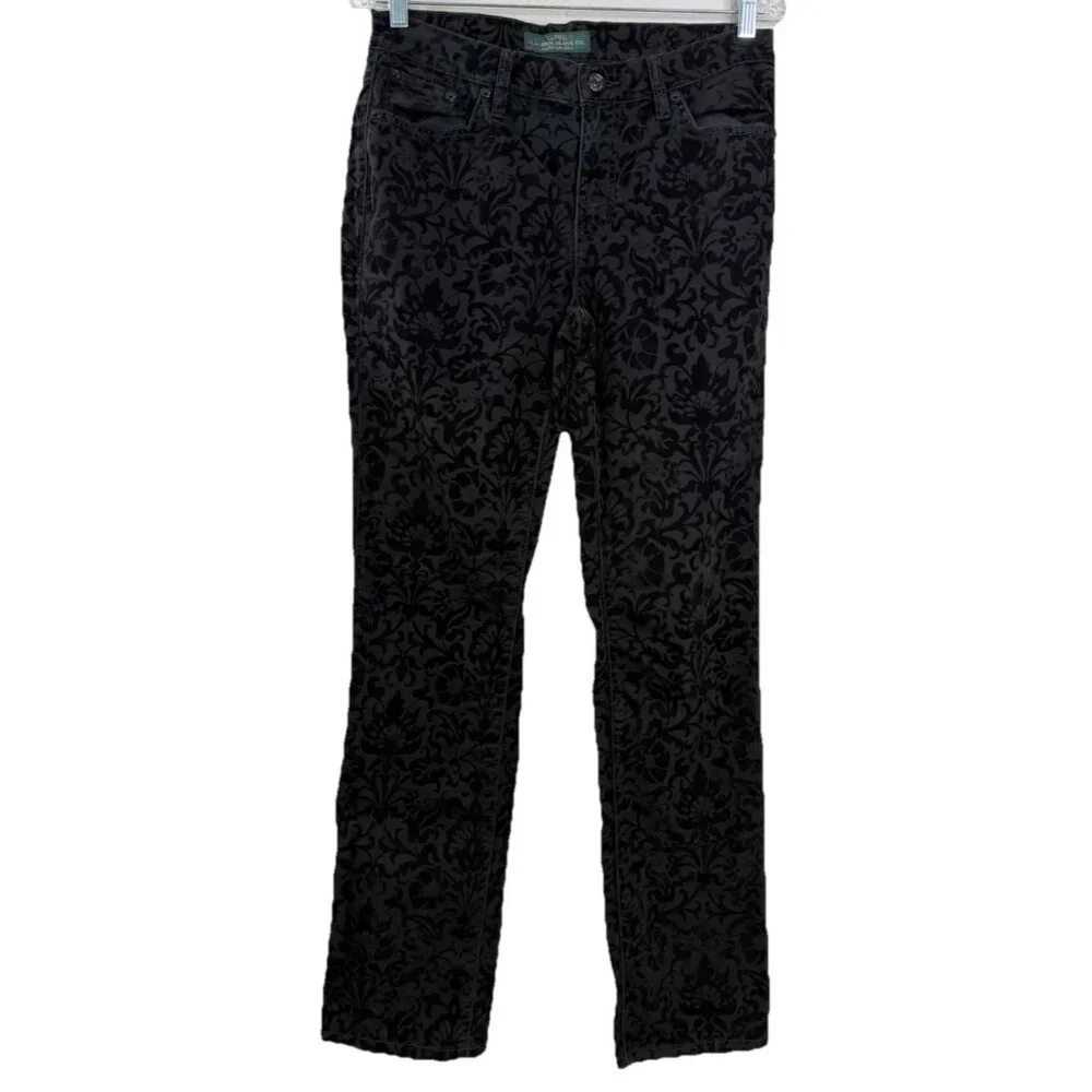 Lauren Ralph Lauren Sz 8 (Actual 30x30) Velvet Floral Pants Straight Stretch EUC - Picture 9 of 11